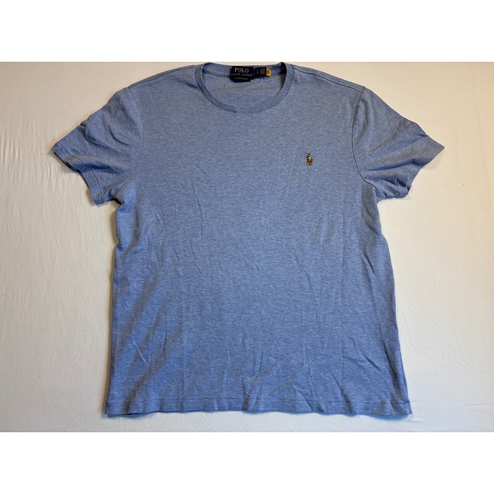 Polo Ralph Lauren Custom Slim Fit T Shirt Blue Heather Large Crew Neck
